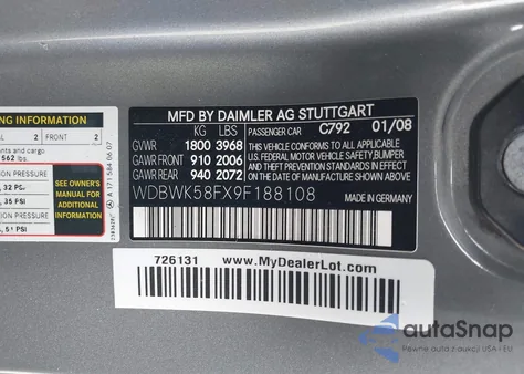 2009 Mercedes-Benz Slk 350 z USA, uszkodzony, nr VIN WDBWK58FX9F188108